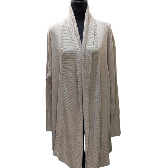 Joan Vass Sand Beige Open Wear Cardigan Women’s Size 2X Lightweight Knit - Picture 5 of 13